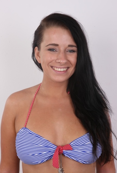 First timer Romana stands clothed in a dress & flip-flops before getting naked 30776582