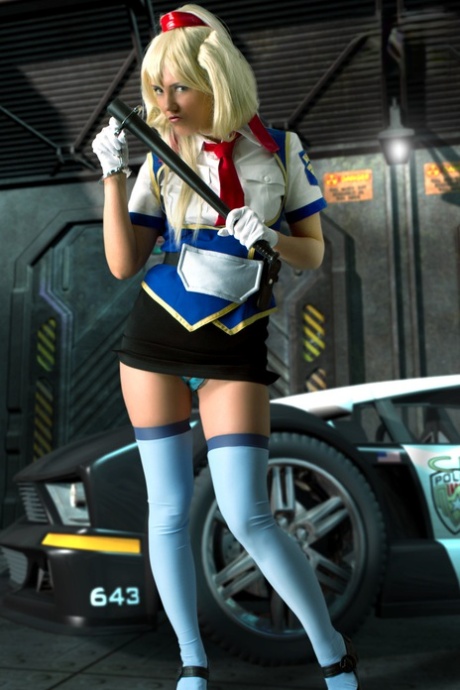 Cute blonde exposes her upskirt thong while partaking in cosplay 41715978