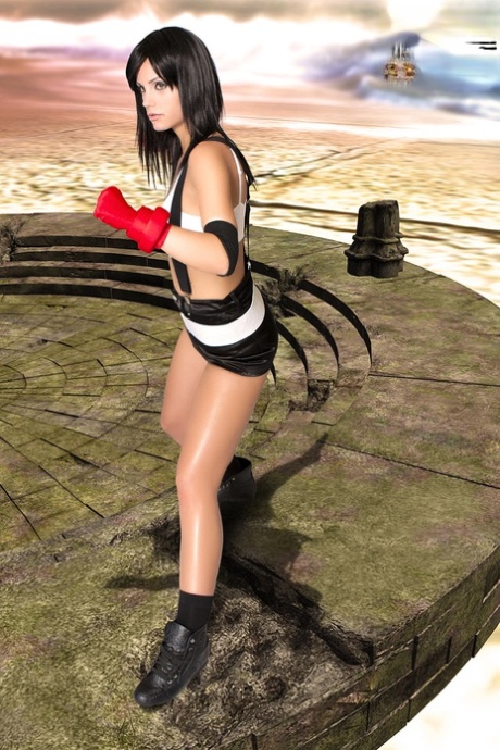Hot brunette sets her nice tits and vagina free of cosplay clothing 79447504