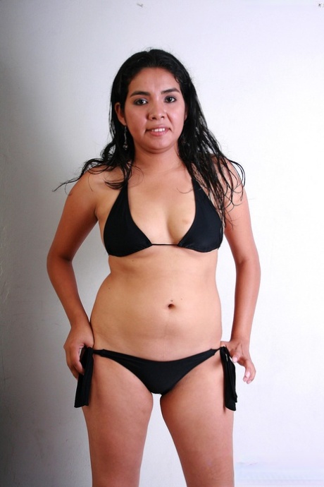 Latina teen Lorena takes off a black bikini during a solo engagement 96941575