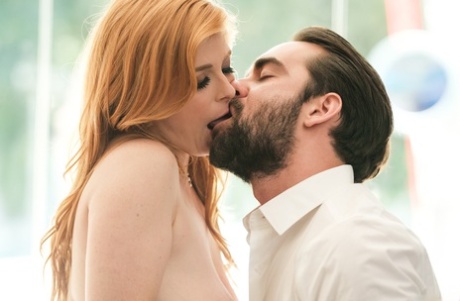 Natural redhead Penny Pax seduces a businessman in ankle strap heels 10161613