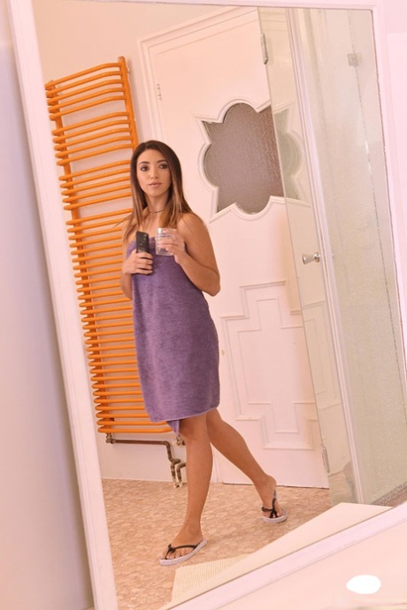 Latina girl Frida Sante takes naked selfies prior to shooting MMF sex 85513188
