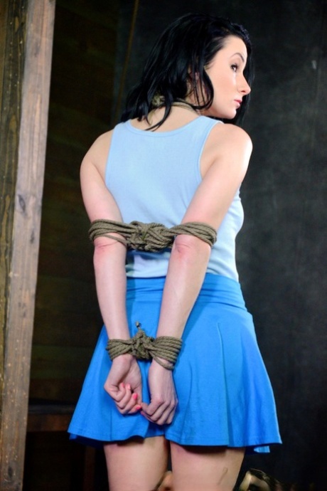 Dark haired girl with firm tits Veruca James gets face fucked while in bondage 23631531