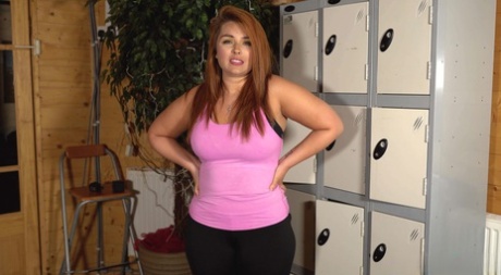 Amateur BBW with red hair removes yoga pants while getting butt naked 37434858