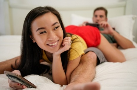 Petite Asian teen takes the ball sack in her mouth while giving a blowjob 56588711