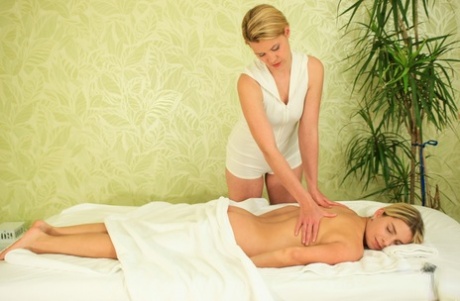 Izzy Delphine & Katerina Hartlova have lesbian sex during a massage session 91905311