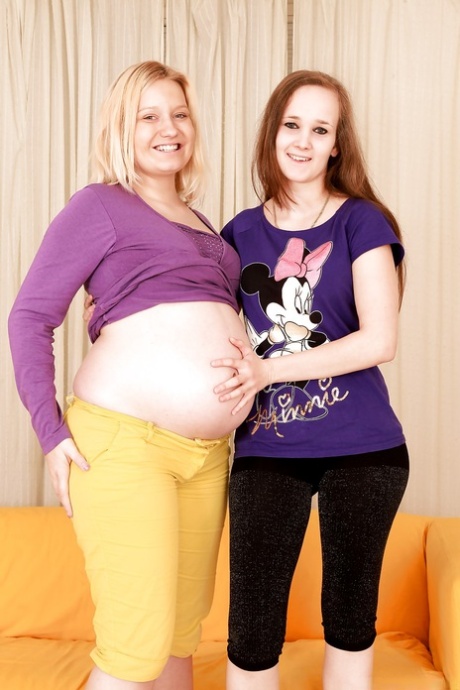 Pregnant mom and girlfriend lick and toy hairy vaginas in high heels 77372802