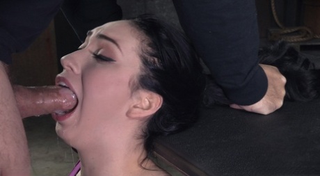 Hot slave Aria Alexander gets force fed some bog black cock in rough BDSM sex 95264707