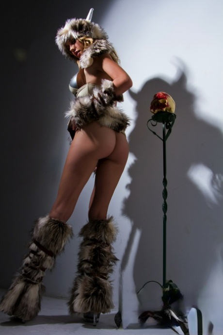 Solo model Brett Rossi shows off her girl parts attired in a viking outfit 89187479