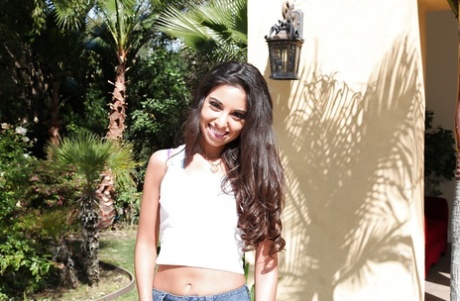 Skinny latina sweetie Trinity St. Clair undressing outdoor 91156449